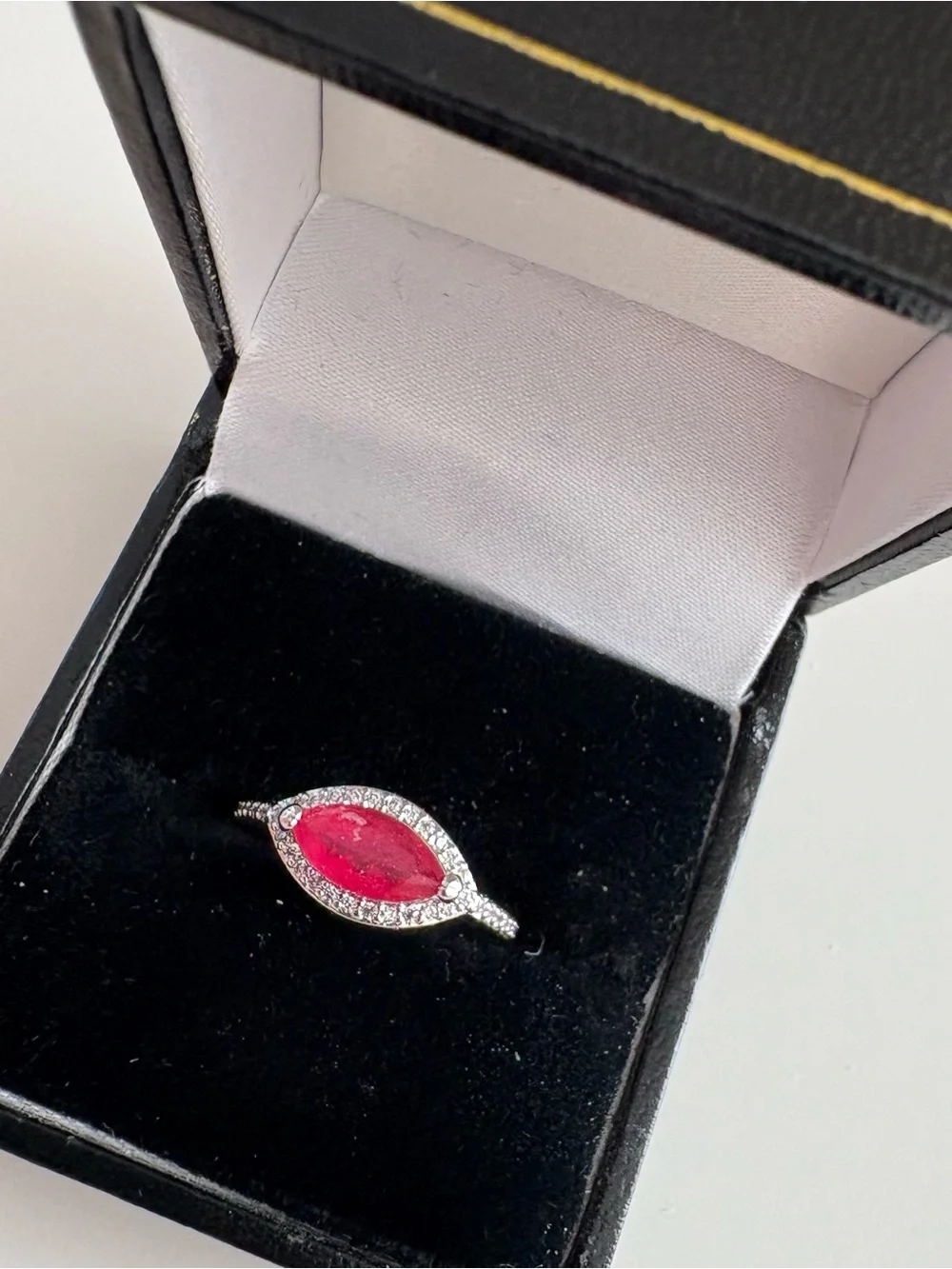 Bomb Party Fancy in Love Ring RBP6125 Dark Pink Sapphire Rhodium Plating
